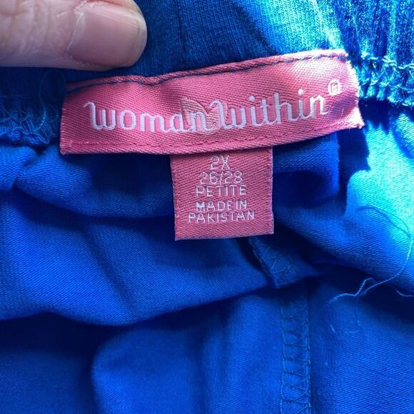 Woman Within 2XP Coastal Blue Travel Packable Cotton Blend Casual Colorful Pants - Picture 7 of 9